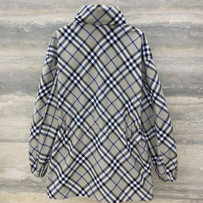 Burberry Mid-Length Waisted Plaid Hooded Jacket