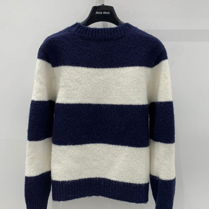 Celine Early Spring New Striped Knitted Round Neck Pullover