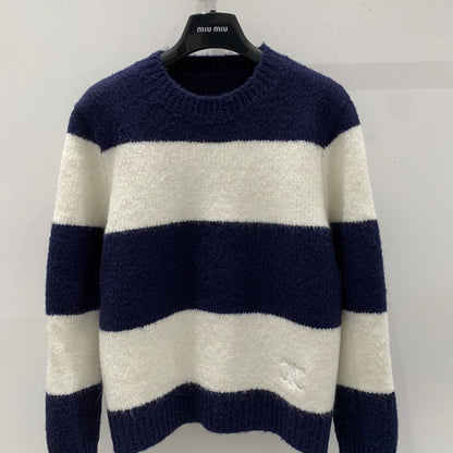 Celine Early Spring New Striped Knitted Round Neck Pullover