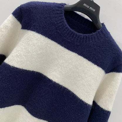 Celine Early Spring New Striped Knitted Round Neck Pullover