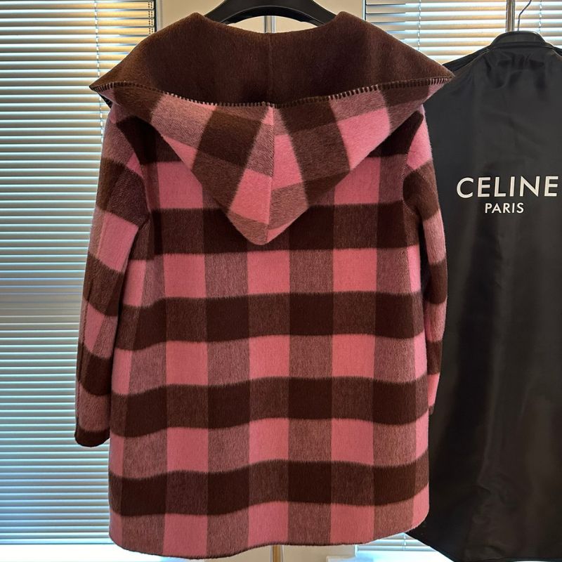 Celine Premium Wool Plaid Bathrobe Coat