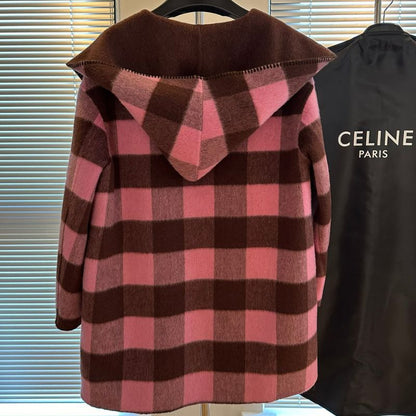 Celine Premium Wool Plaid Bathrobe Coat