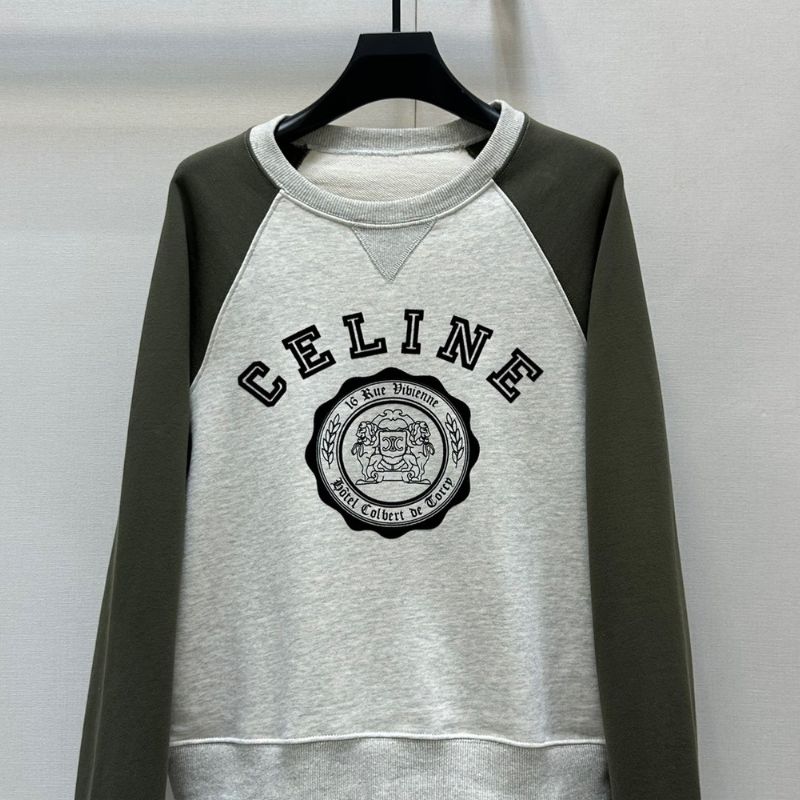 Celine Early Spring New Contrast Color Letter Round Neck Sweatshirt