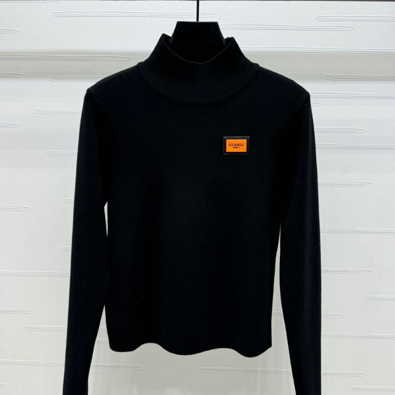 Hermes High Collar Logo Knitted Sweater