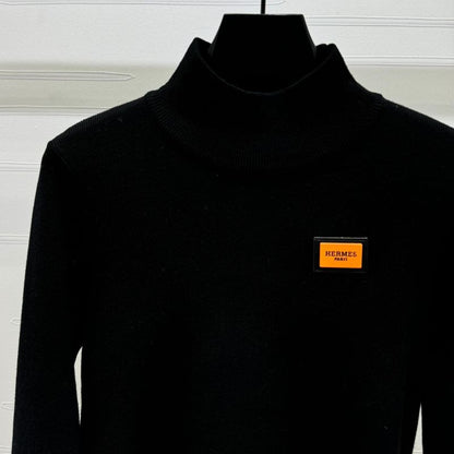 Hermes High Collar Logo Knitted Sweater