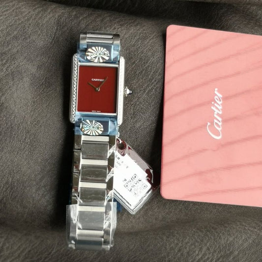 Cartier Tank Quartz Red Dial Watch