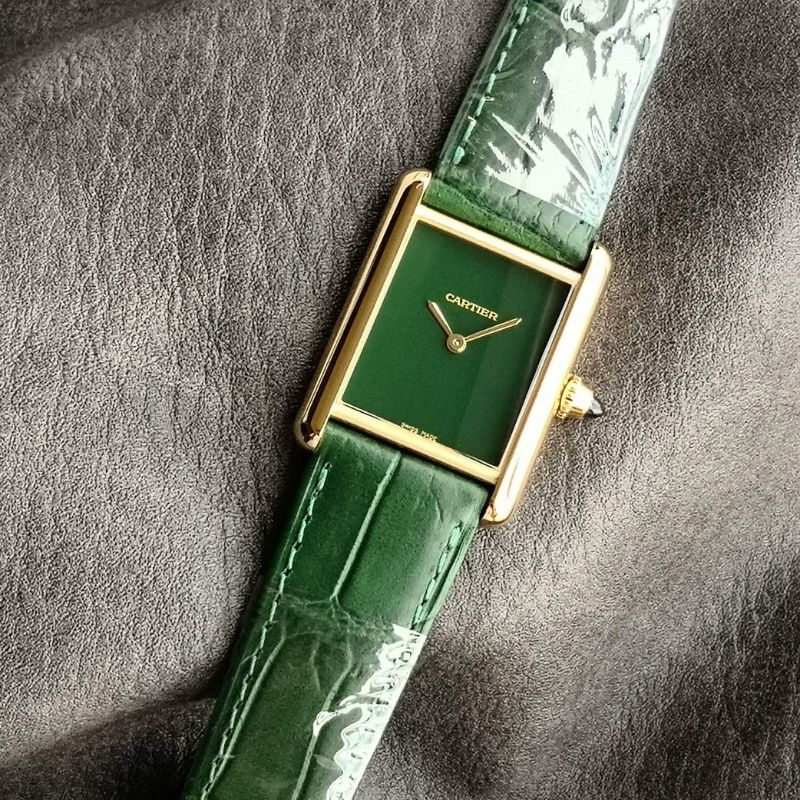 Cartier Tank Louis Green Dial Yellow Gold Watch