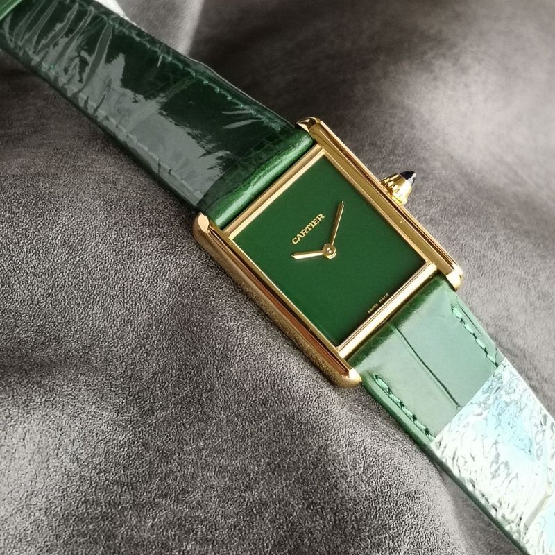 Cartier Tank Louis Green Dial Yellow Gold Watch