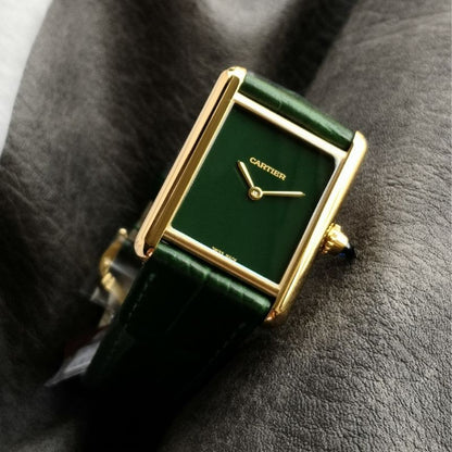 Cartier Tank Louis Green Dial Yellow Gold Watch