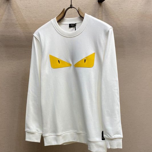Fendi Men's Yellow Leather Metal Studs Bag Bugs Sweatshirt