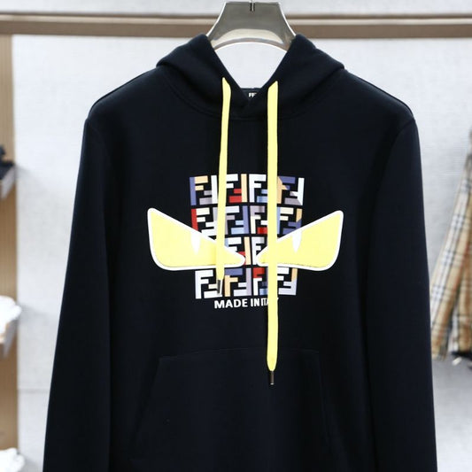 Fendi-Inspired Round Neck Hooded Sweatshirt