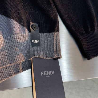 Fendi Inspired Wool-Cashmere Crew Neck Sweater