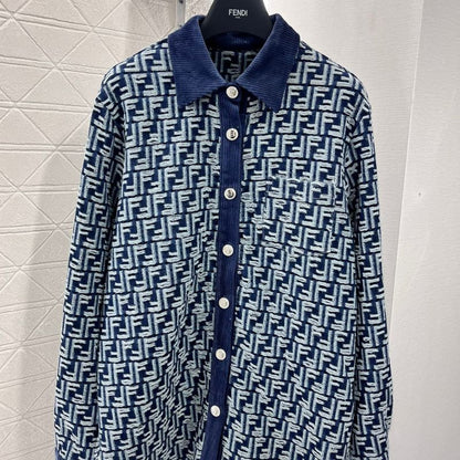 Fendi Jacquard Corduroy Collar Shirt Jacket