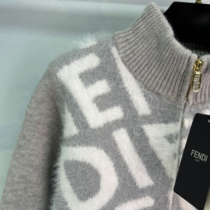 Fendi Knitted Jacquard Cardigan