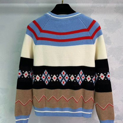 Fendi Retro V-Neck Letter Jacquard Cardigan