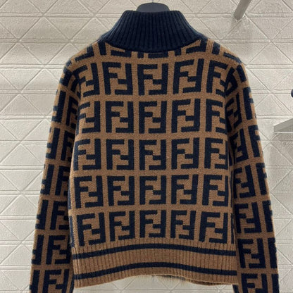 Fendi Jacquard Splicing Knitted Cardigan