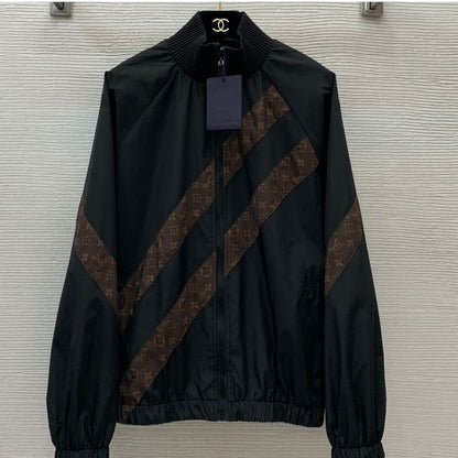 LV Monogram Stripe Stand Collar Windbreaker Jacket