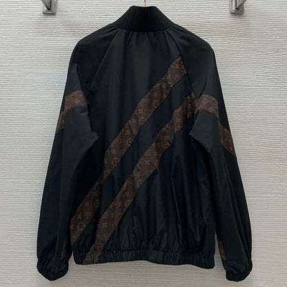 LV Monogram Stripe Stand Collar Windbreaker Jacket