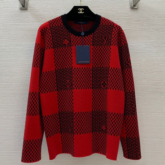 LV Checkerboard Logo Knit Sweater