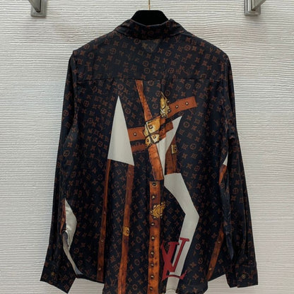 LV Custom Silk Texture Monogram Shirt