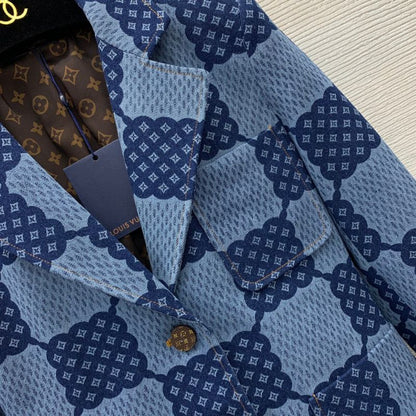 LV Monogram Checkerboard Print Suit Jacket