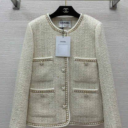 Chanel Gold Thread Braided Hem Tweed Jacket