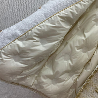 Chanel Gold Silk Woven Tweed Down Jacket