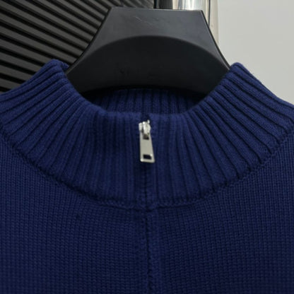 Prada Jacquard Lettering Half-Zip Sweater