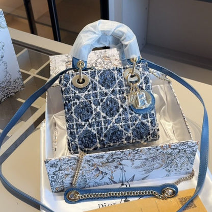 Dior Tweed Denim Lady Dior Bag