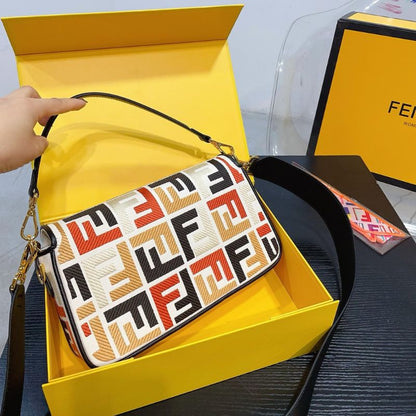 Fendi Retro Embroidered Baguette Bag