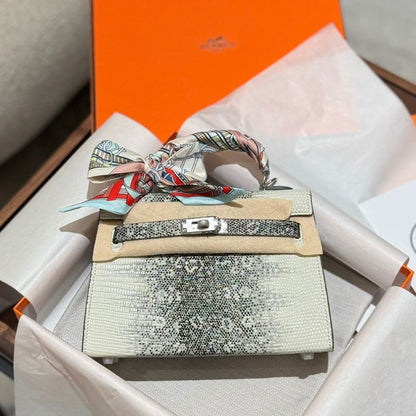 Hermes Mini Kelly II Lizard Leather Bag