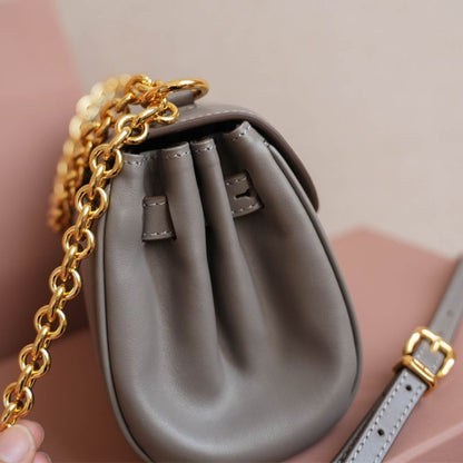 Miu Miu Clay Grey Leather Shoulder Bag