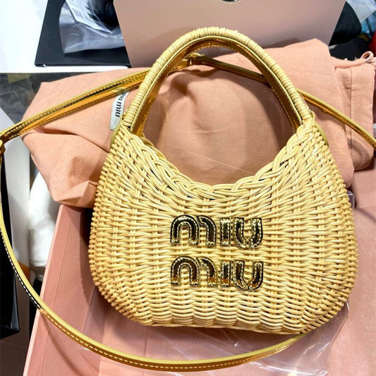 Miu Miu Wander Wicker Hobo Bag
