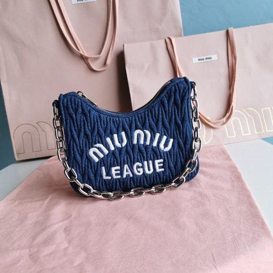 Miu Miu Denim Materasse Chain Shoulder Bag