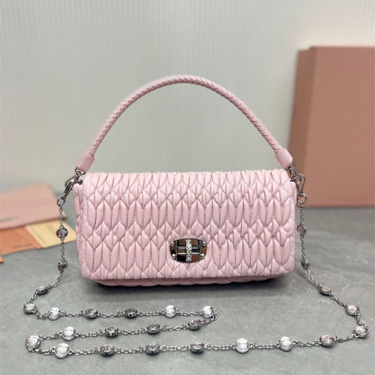 Miu Miu Crystal Embellished Leather Crossbody Bag