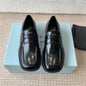 PRADA Black Equal Brushed Leather Loafers
