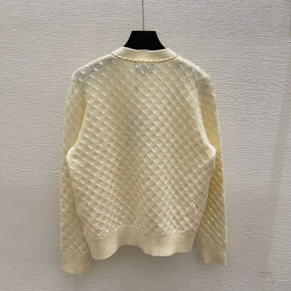 Chanel Cardigan in Cream with Gold Chain Trim