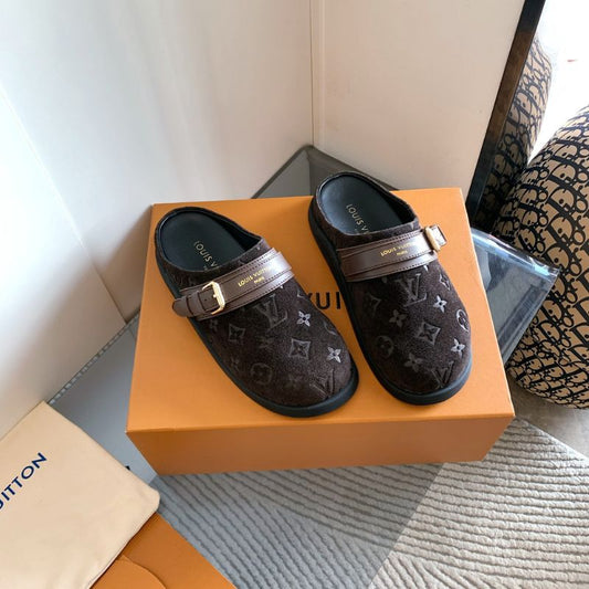 Louis Vuitton Monogram Suede Slippers