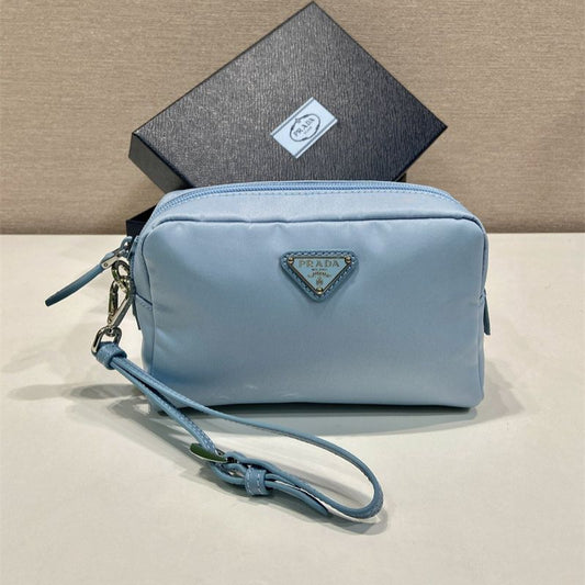 Prada Blue Nylon Cosmetic Pouch