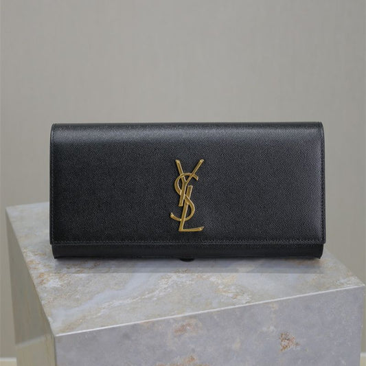 Saint Laurent Black Leather Kate Flap Clutch