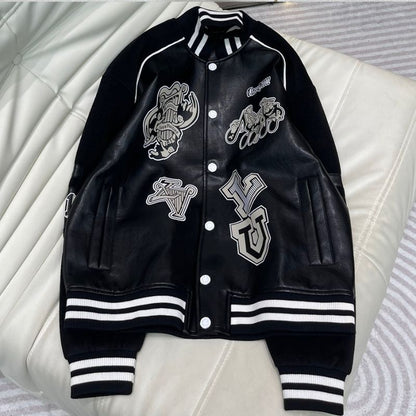 Men’s Louis Vuitton Black Leather Varsity Jacket