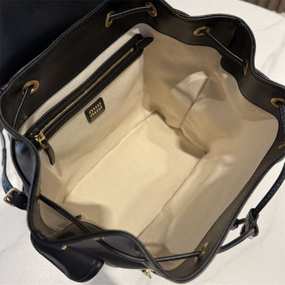 Black Leather Backpack Miu Miu