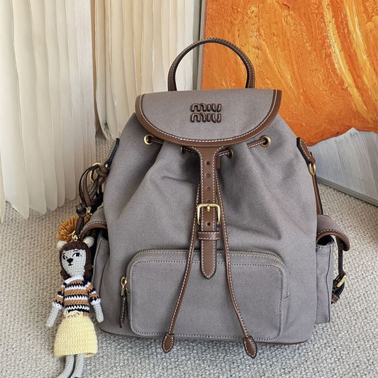 Miu Miu logo-lettering Gray Backpack