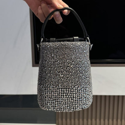Miu Miu Crystal Embellished Satin Bucket Bag