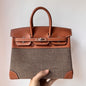 Hermes Birkin 25 In Toile and Gold Swift Leather