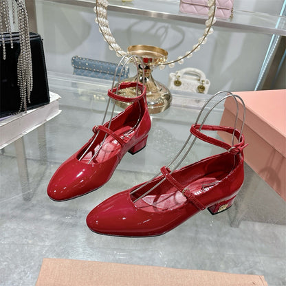 Miu Miu Patent Leather Slingbacks with Buckles