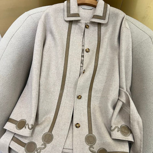 Herms embroidered cashmere coat