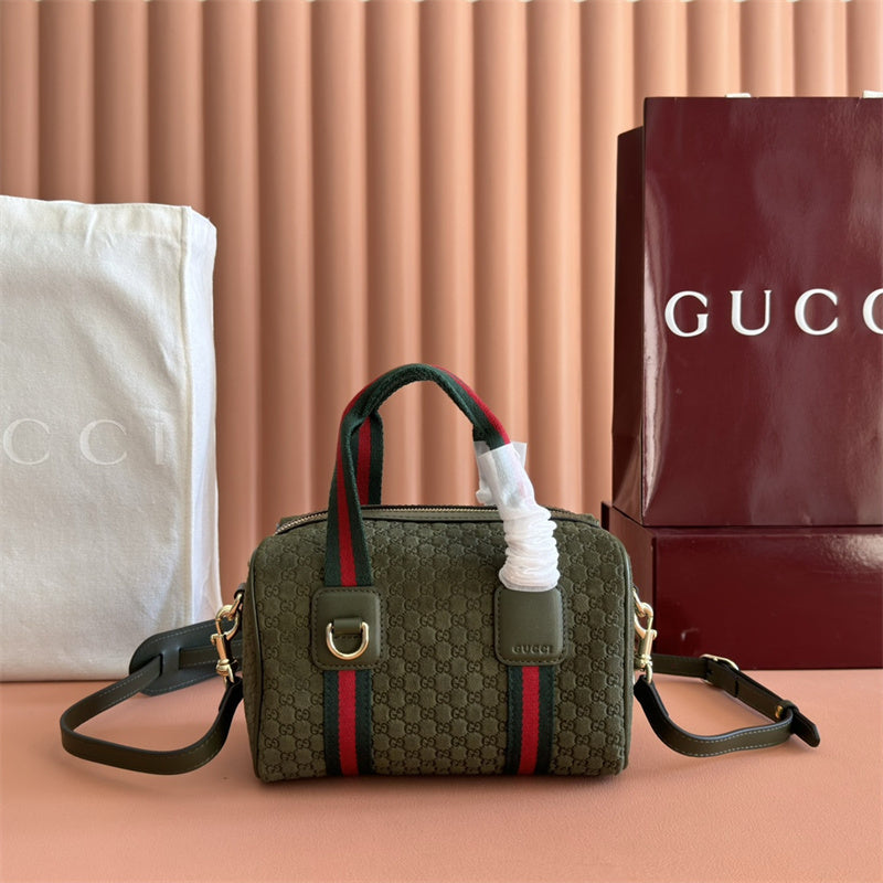 Gucci Mini green GG suede handbag
