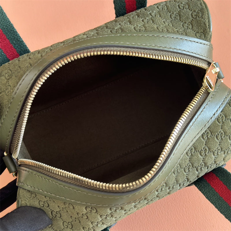 Gucci Mini green GG suede handbag